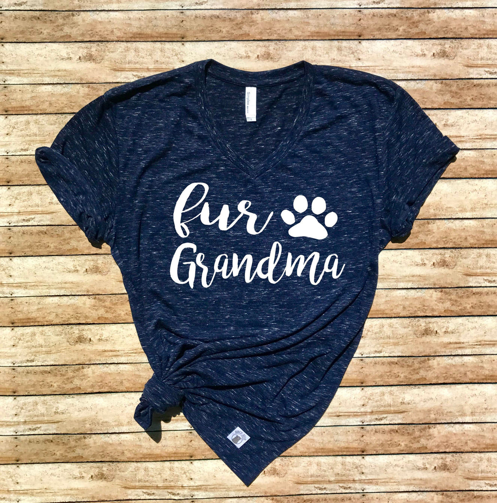 Unisex V Neck T Shirt Fur Grandma - Grandma T Shirt - Dog Grandma - Grandma of Dogs freeshipping - BirchBearCo