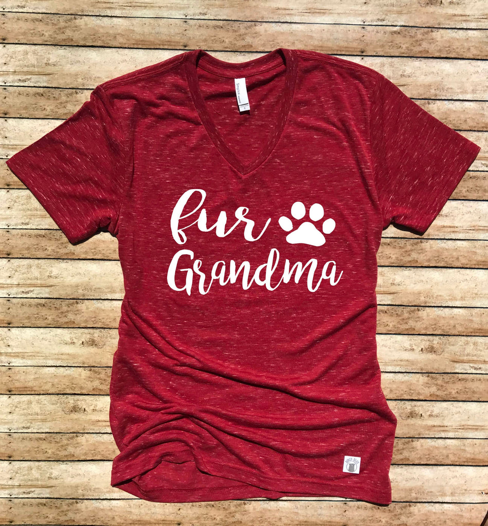 Unisex V Neck T Shirt Fur Grandma - Grandma T Shirt - Dog Grandma - Grandma of Dogs freeshipping - BirchBearCo