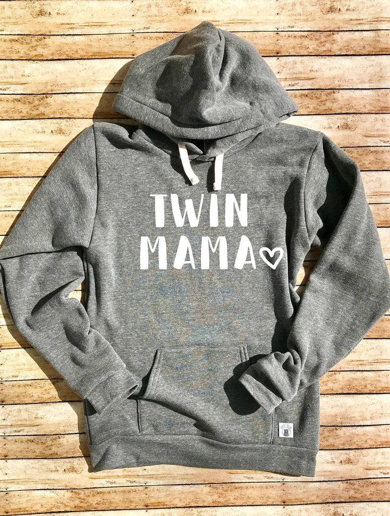 Triblend Unisex Fleece Pullover Hoodie Twin Mama - Mom of Twins - Twin Sweatshirt - Funny Mom Shirt - Gift For Mom - Twins Shirt freeshipping - BirchBearCo