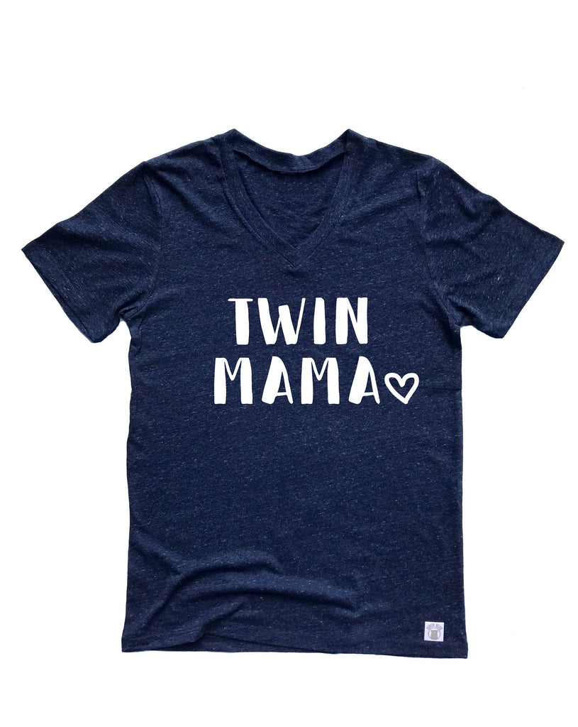 Twin Mama Shirt  - Twin Mom Shirt - Mom of Twins Shirt - Unisex Tri-Blend V-Neck T-Shirt freeshipping - BirchBearCo