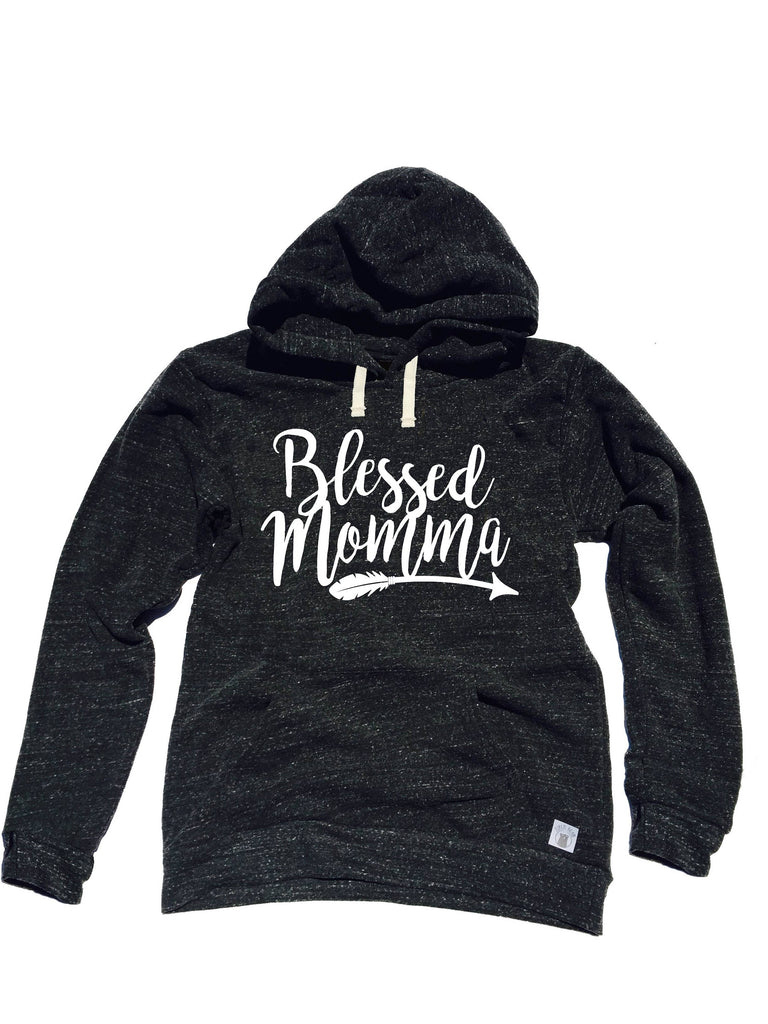 Triblend Unisex Fleece Pullover Hoodie Blessed Momma Arrows - Blessed Mama Shirt - Trending Mom Shirt - Funny Mom Shirt freeshipping - BirchBearCo