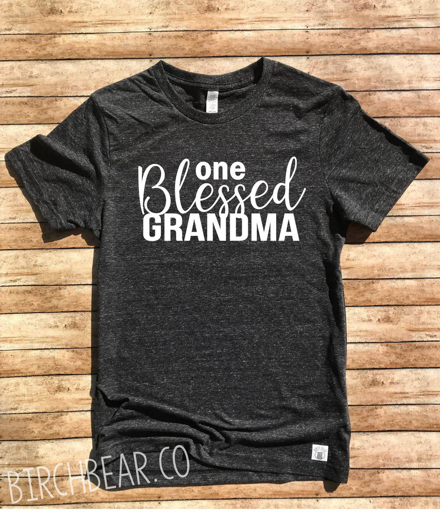Unisex Tri-Blend T-Shirt One Blessed Grandma Customized Name Change  Grandma T shirt - Gifts For Grandma freeshipping - BirchBearCo