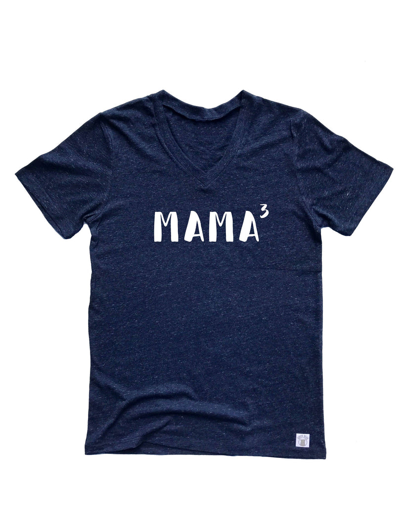 Unisex Tri-Blend V-Neck T-Shirt Mama Cubed - Custom Mom Cubed T Shirt - Mom 3 Shirt - Funny Mom Shirt - Gift For Mom freeshipping - BirchBearCo