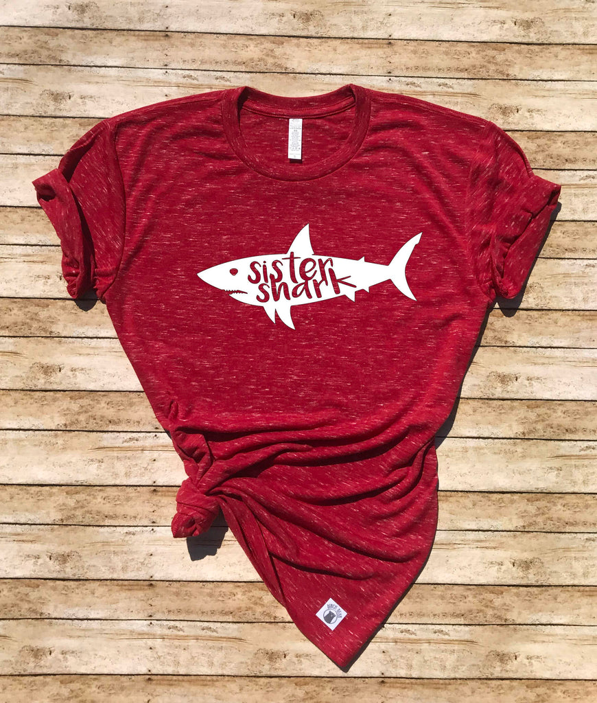 Unisex Crew Neck T Shirt Sister Shark - Funny Sister Shirt - Funny T Shirt - Shirt For Sister - Shark Shirt - freeshipping - BirchBearCo
