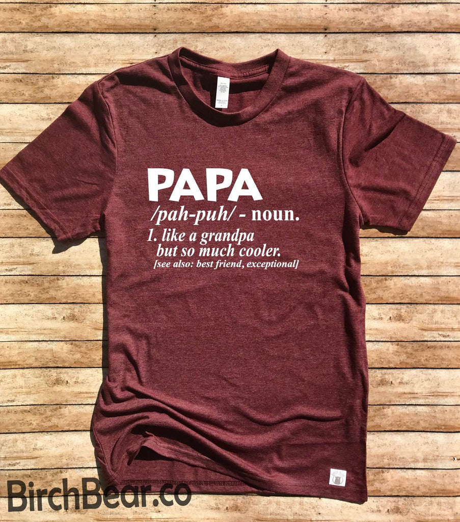 Papa Shirt - Papa Shirts  - Papa Definition Shirt - Funny Papa TShirt - Gift for Papa Unisex Tri-Blend freeshipping - BirchBearCo