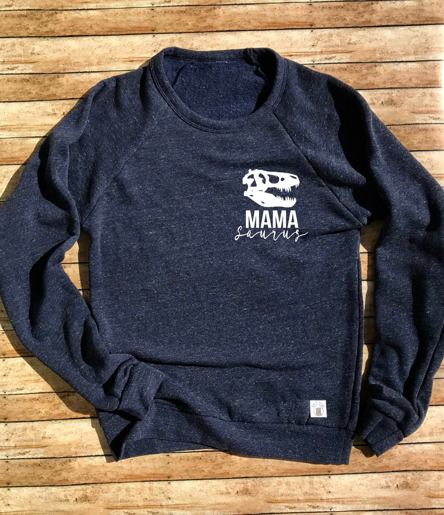 Tri-Blend Crew Neck Sweatshirt Unisex Mama Saurus Shirt - MamaSaurus Shirt - Dino Mom - Mom T Shirt - Mom Of Boys - Dino Shirt freeshipping - BirchBearCo