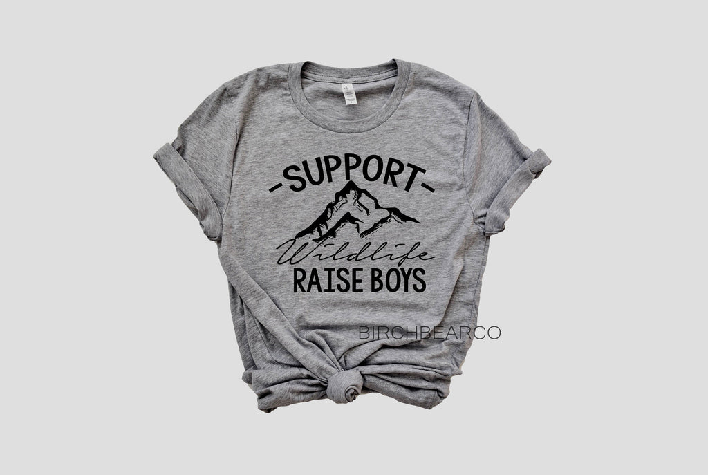 Support Wildlife Raise Boys Shirt - Mom Of Boys Shirt - Mom Shirt - Mom Shirts - Funny Mom Shirt Unisex Heather T-Shirt freeshipping - BirchBearCo