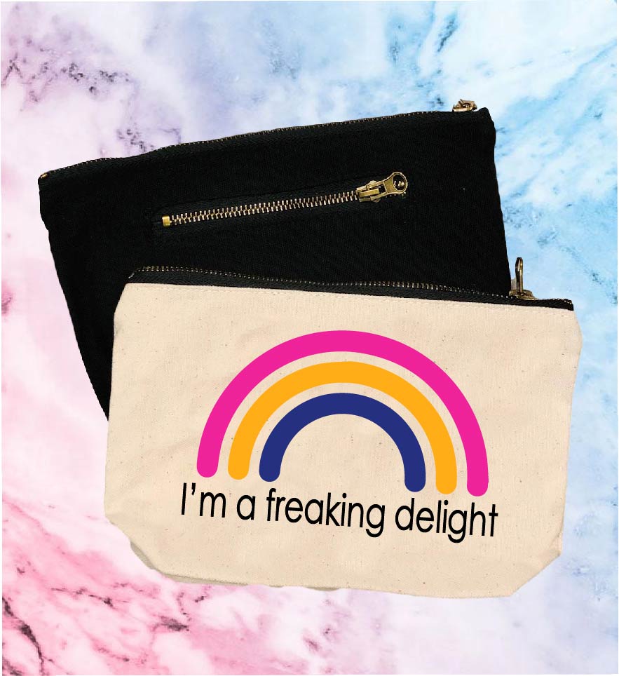 I'm A Freaking Delight | Canvas Cosmetic And Accessory Bag freeshipping - BirchBearCo