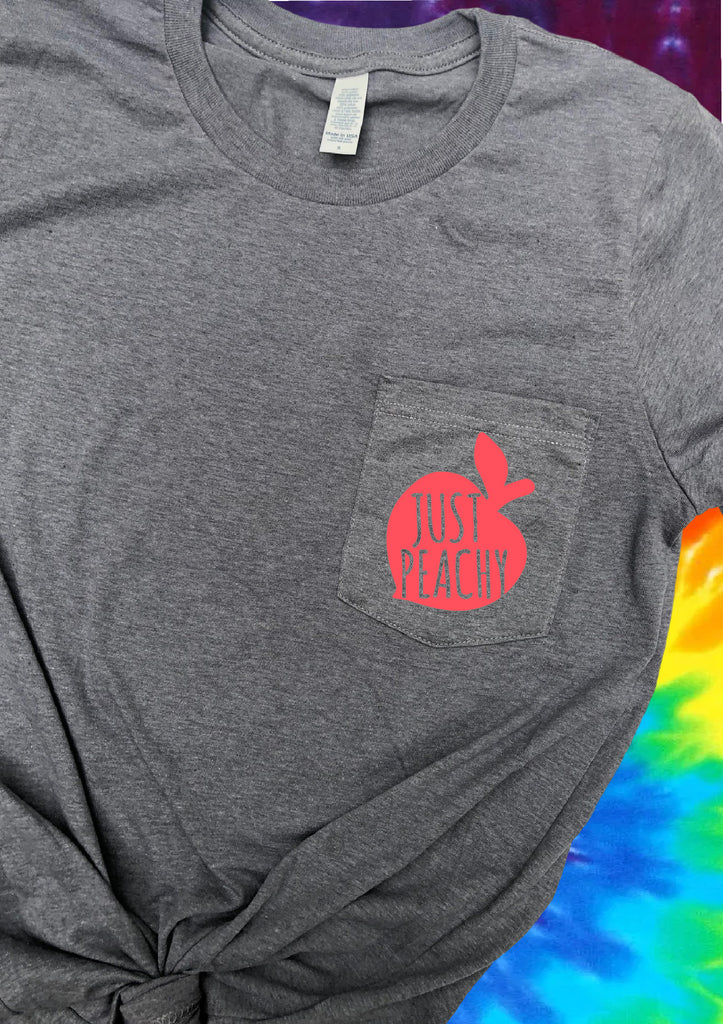 Just Peachy Shirt | Summer Pocket Print Shirt | Unisex Crew freeshipping - BirchBearCo