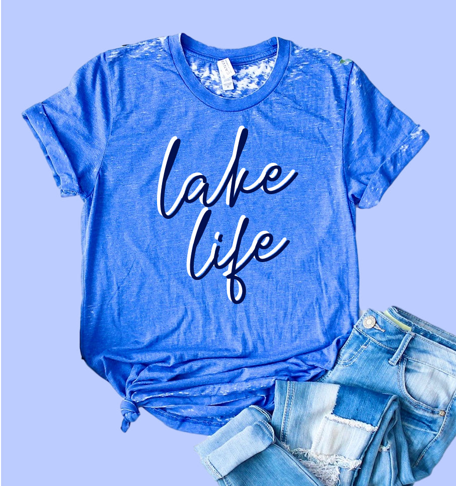 Lake Life Shirt | Summer Shirt | Acid Wash T Shirt | Unisex Crew freeshipping - BirchBearCo