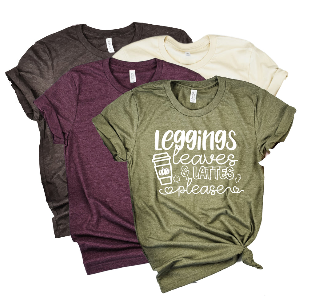 Leggings Leaves And Lattes Please Shirt | Fall Shirt | Unisex Crew freeshipping - BirchBearCo