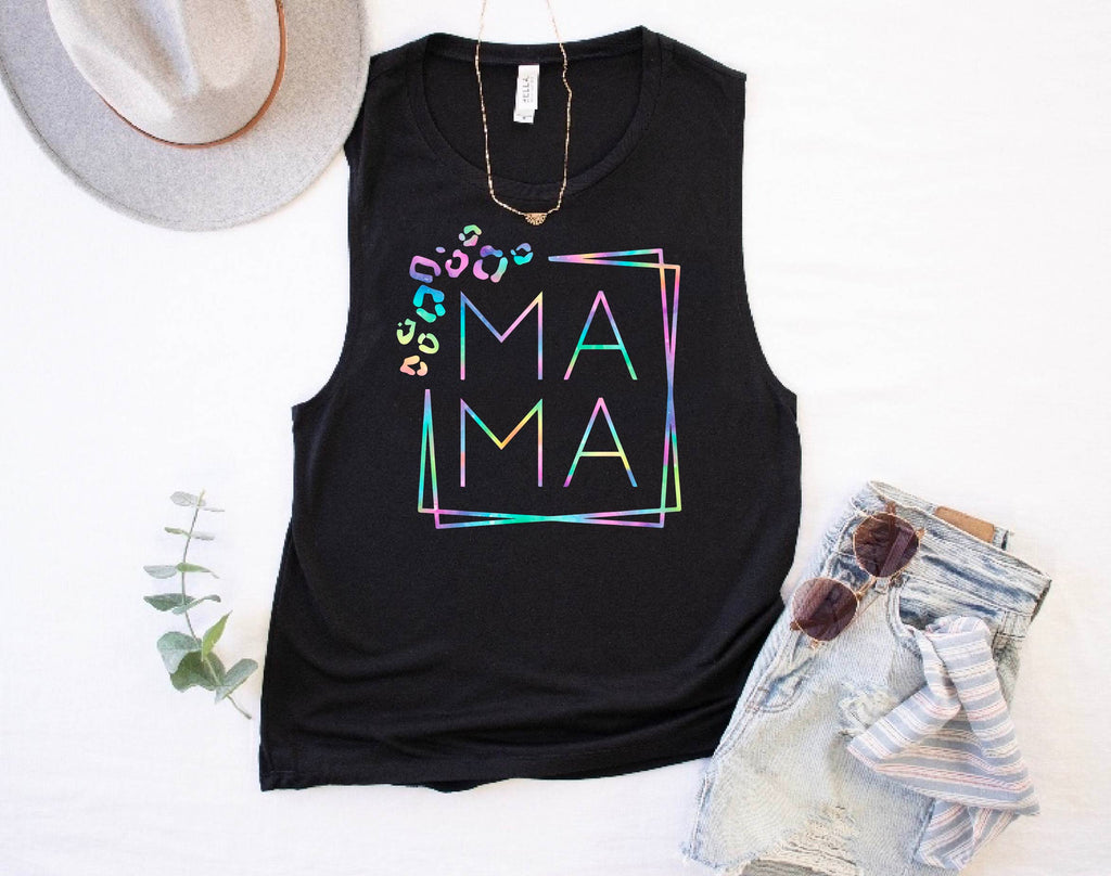 Mama Leopard Rainbow Tank | Womens Yoga Tank freeshipping - BirchBearCo