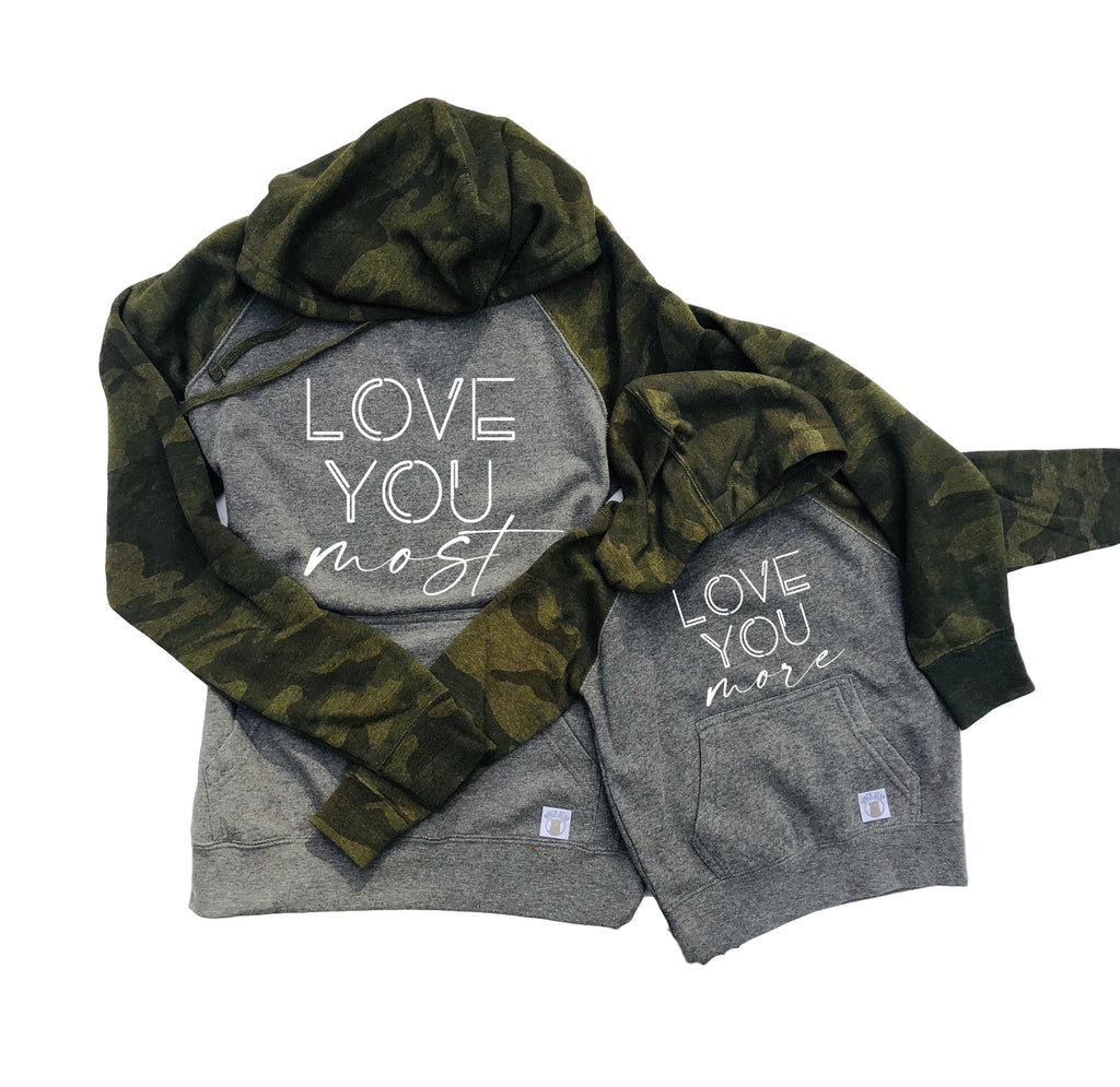 Love You More Matching Unisex Hoodies | Camo Fleece Hoodies freeshipping - BirchBearCo