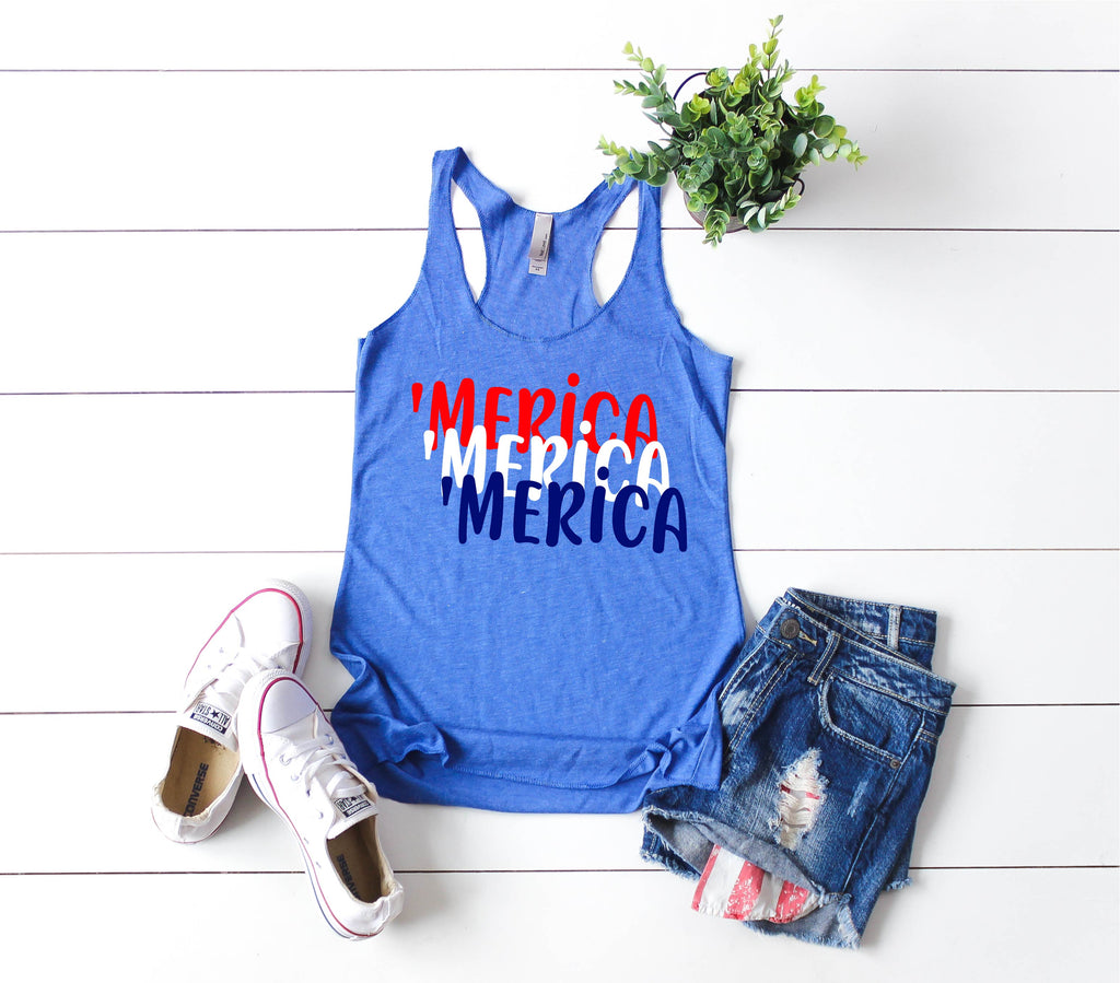 Merica Tank | 4th Of July Tank | 4th Of July Shirt | Women's Fitting Racer Tank Shirt freeshipping - BirchBearCo