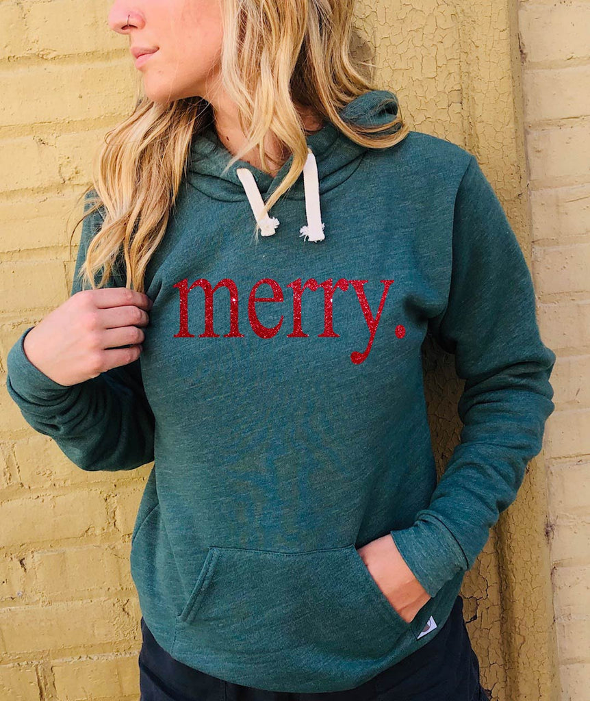 Merry Glitter Christmas Hoodie | Unisex Triblend Hoodie freeshipping - BirchBearCo