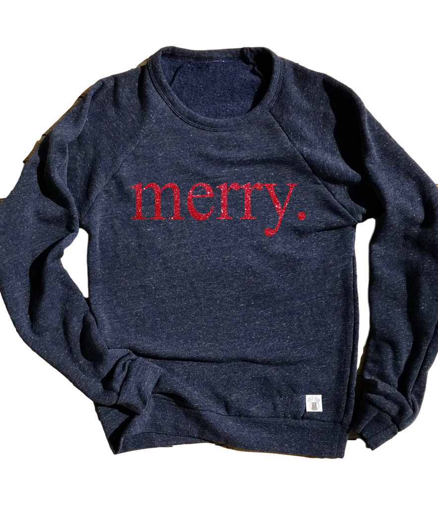 Merry Red Glitter Sweatshirt | Unisex Christmas Sweatshirt freeshipping - BirchBearCo