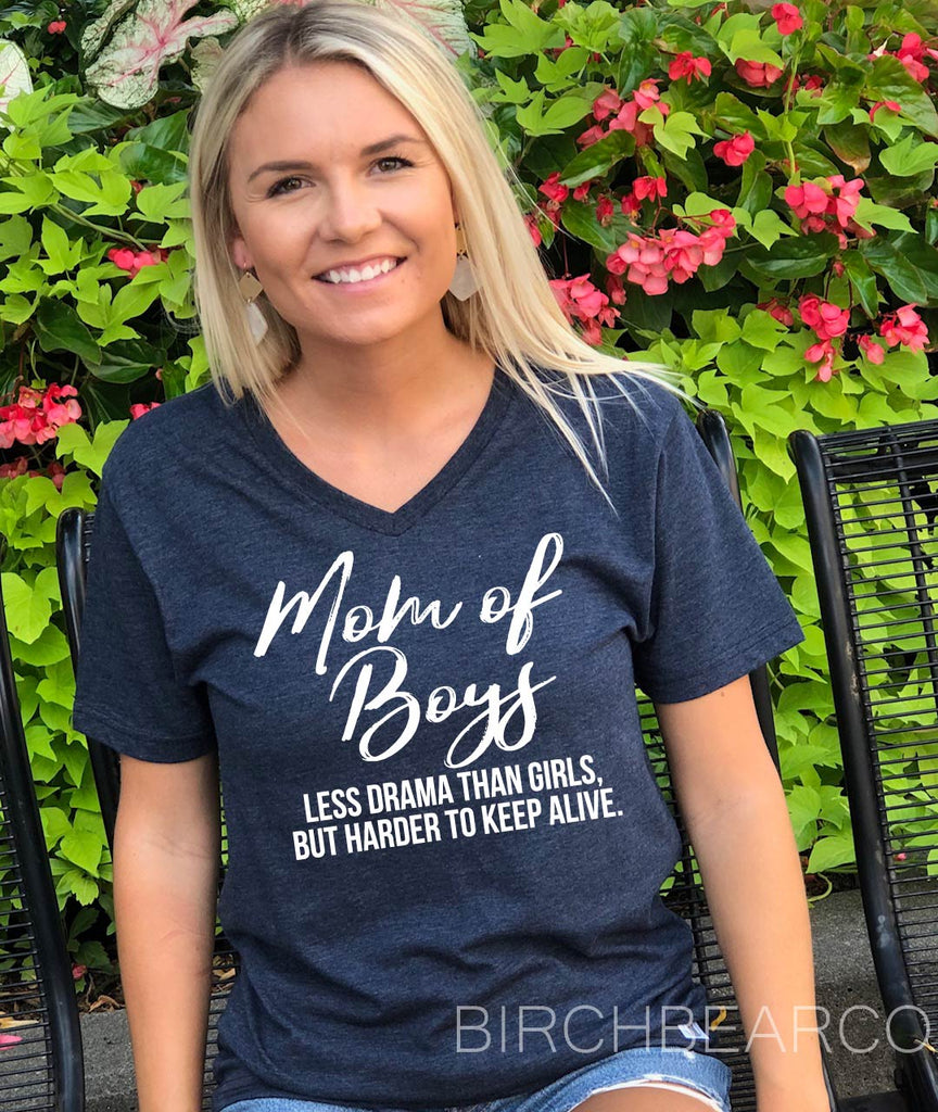 Mom of Boys Shirt - Unisex V Neck freeshipping - BirchBearCo