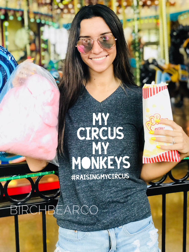 Unisex Tri-Blend V-Neck My Circus My Monkeys Shirt- Chaos Coordinator - Funny Mom Shirt - Funny Circus Shirt - Circus T Shirt freeshipping - BirchBearCo