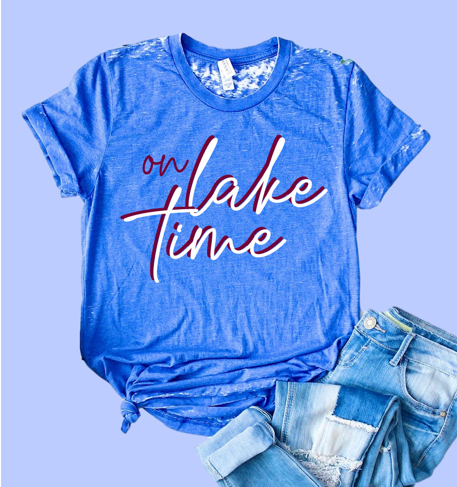On Lake Time Shirt | Summer Shirt | Acid Wash T Shirt | Unisex Crew freeshipping - BirchBearCo