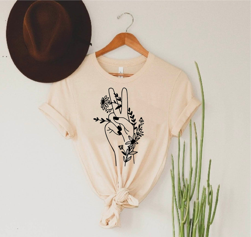 Boho Floral Peace | Fall Shirt | Unisex Crew freeshipping - BirchBearCo