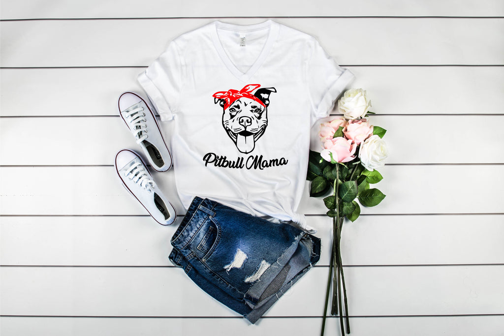 Pitbull Mama Shirt | Unisex V Neck freeshipping - BirchBearCo