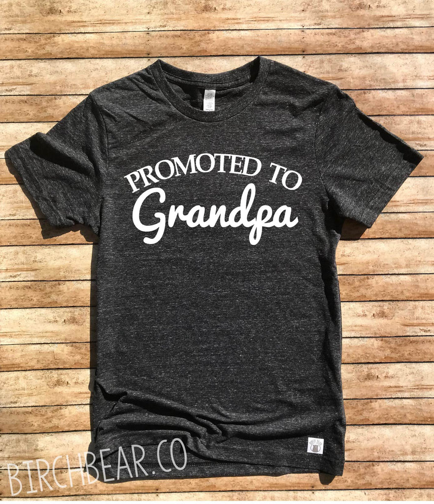 Promoted To Grandpa New Grandpa Gift - Pregnancy Announcement for Grandpa Unisex Tri-Blend T-Shirt freeshipping - BirchBearCo