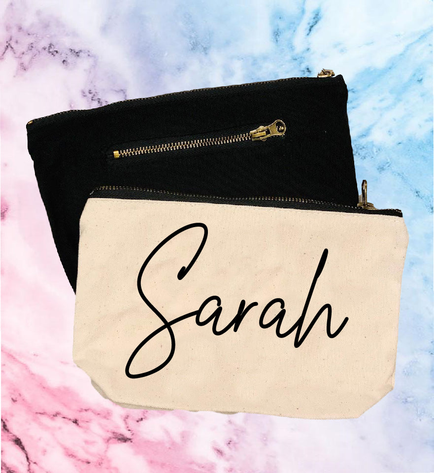 Personalized First Name | Canvas Cosmetic And Accessory Bag freeshipping - BirchBearCo