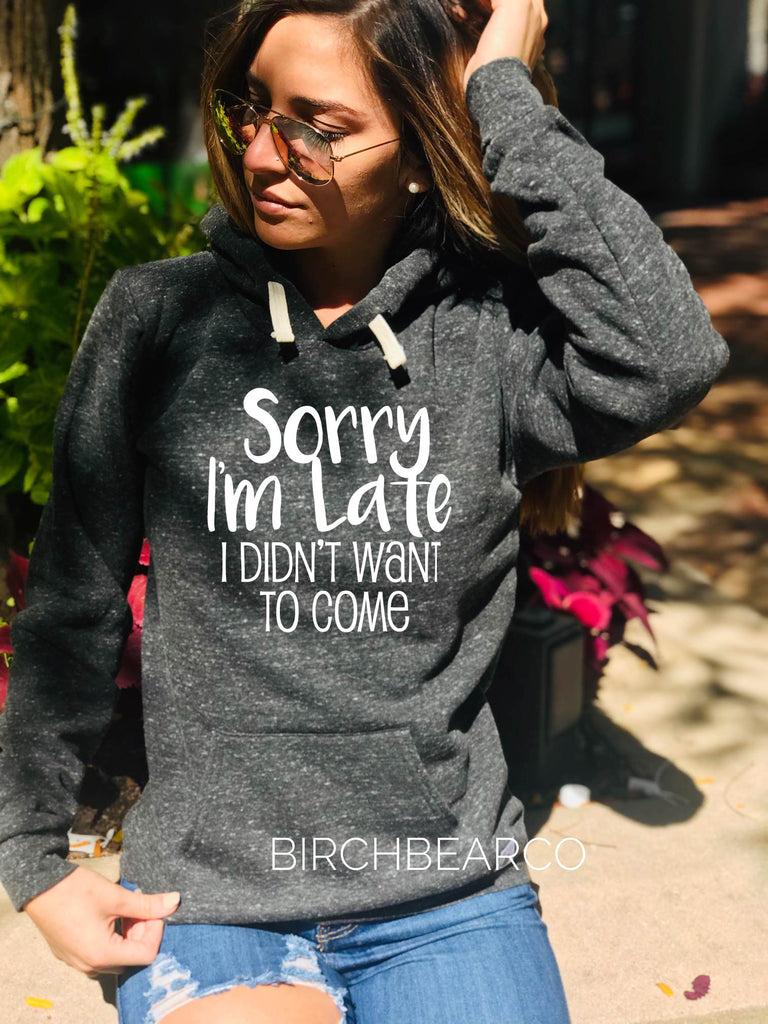 Triblend Fleece Pullover Hoodie  Sorry I'm Late I Didn't Want To Come Hoodie - Funny Hoodie - Trending Hoodie  - Sorry Im Late Shirt freeshipping - BirchBearCo