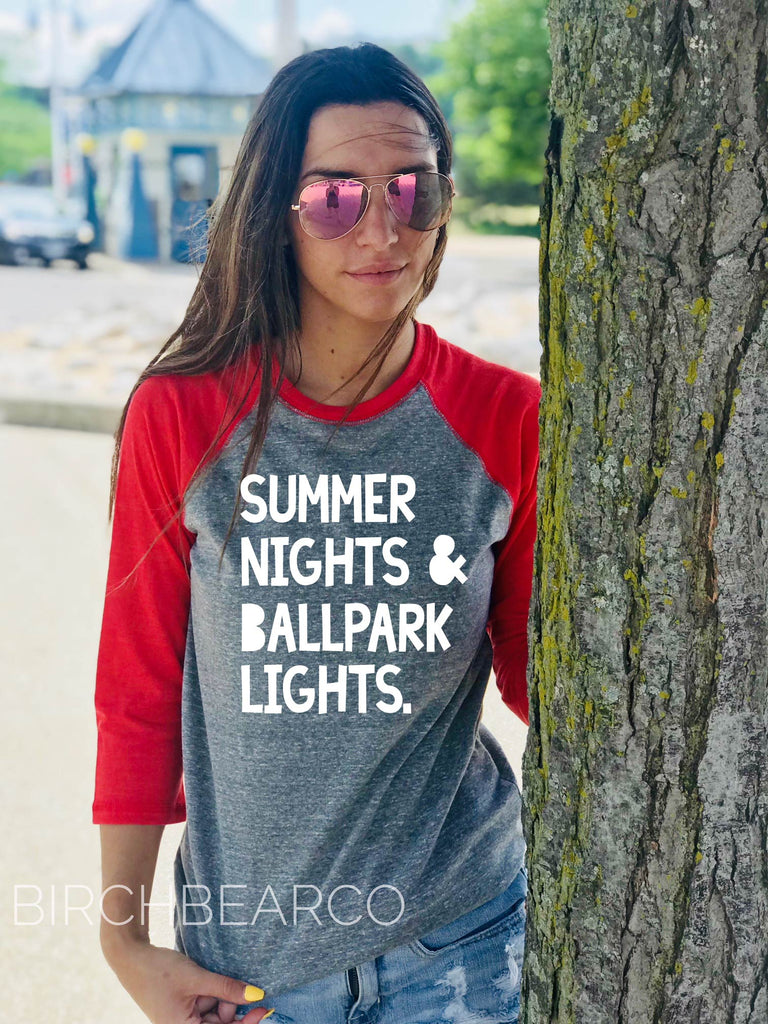Summer Nights and Ballpark Lights Shirt - Baseball Mom Shirt - Baseball Shirt - Unisex Baseball Tri-Blend T-Shirt - freeshipping - BirchBearCo