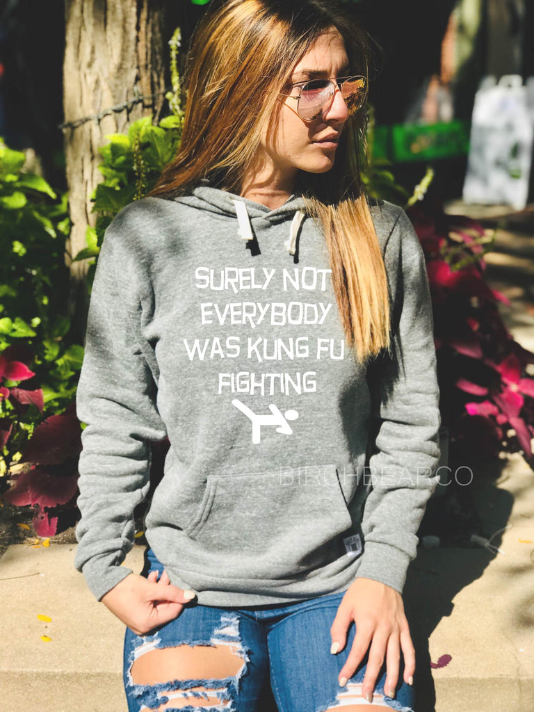 Triblend Fleece Pullover Hoodie Surely Not Everybody Was Kung Fu Fighting - Funny Shirt freeshipping - BirchBearCo