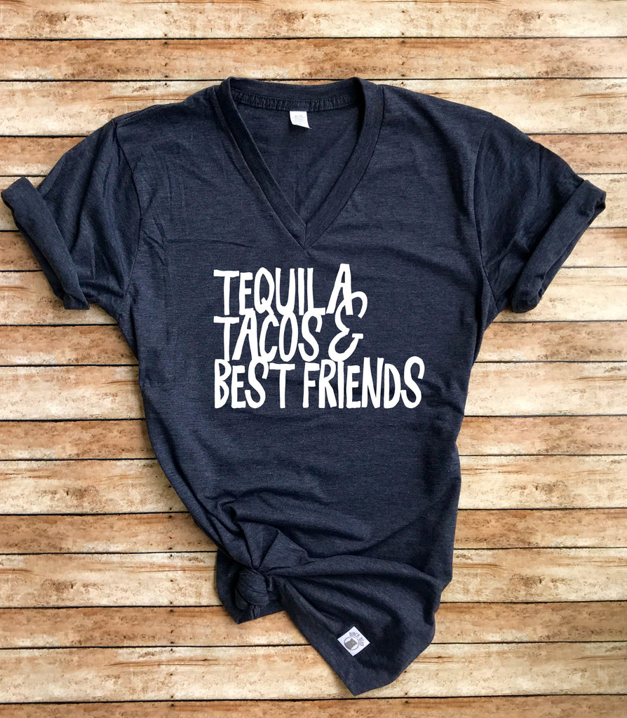Tequila Tacos Best Friends Shirt - Cinco De Mayo Shirt - Cinco De Mayo Party - Cinco De Mayo Tee - Funny Cinco De Mayo Shirt Unisex V-Neck freeshipping - BirchBearCo