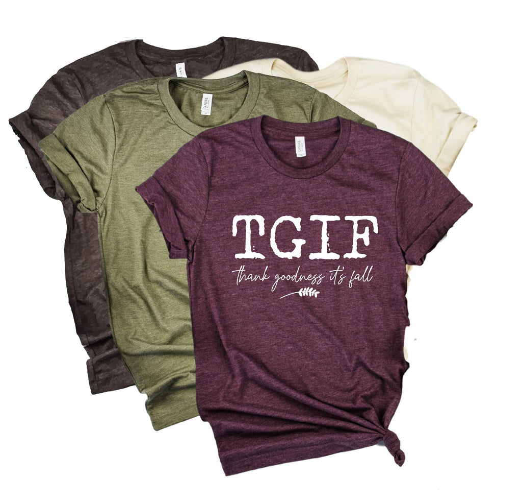 TGIF Thank Goodness Its Fall Shirt | Fall Shirt | Unisex Crew freeshipping - BirchBearCo