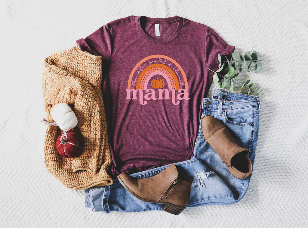 Thankful Grateful Blessed Mama Fall Shirt | Fall Shirt | Unisex Crew freeshipping - BirchBearCo