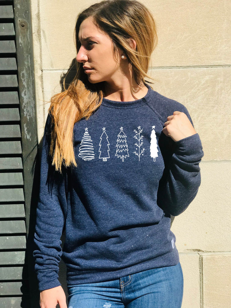 Hand Drawn Trees Sweatshirt | Unisex Christmas Sweatshirt freeshipping - BirchBearCo