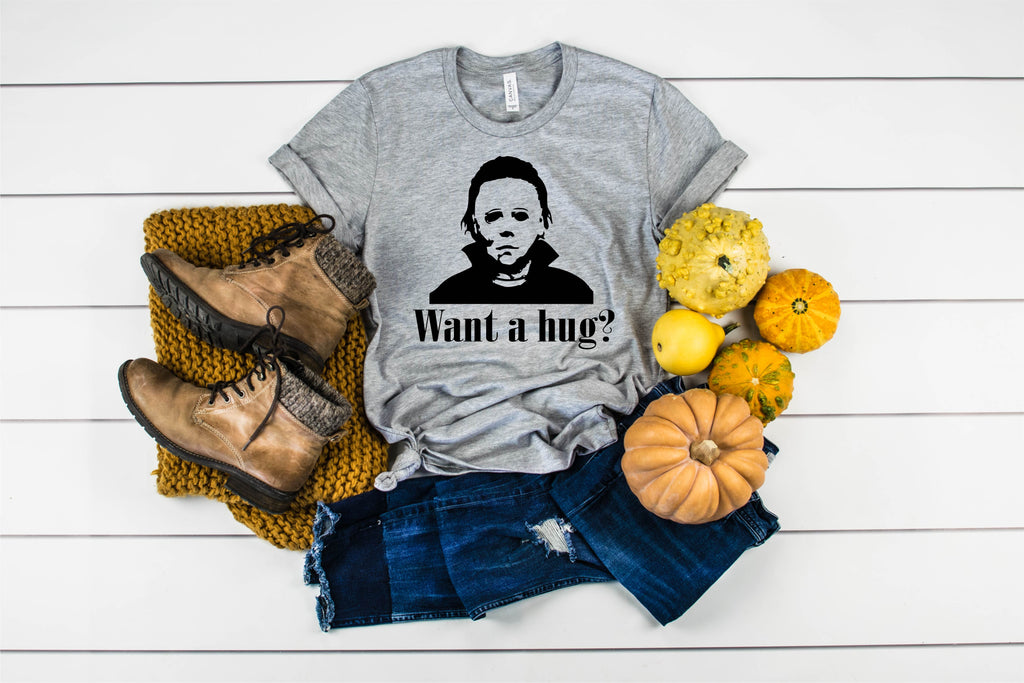 Want A Hug Shirt - Funny Halloween Shirt Unisex Triblend freeshipping - BirchBearCo