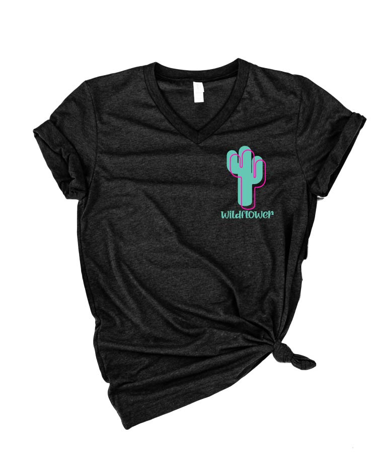 Wild Flower Shirt Cactus Shirt | Unisex V Neck freeshipping - BirchBearCo